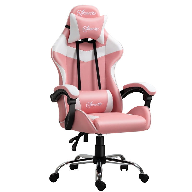 Koral Pink Gaming Chair with Adjustable Head Pillow and Lumbar Support - Seasonal Overstock