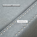 Benches, Osman 47" Nailhead Light Grey Upholstered Storage Bench - Seasonal Overstock