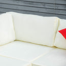 Placid Peak Modular Outdoor Patio Sectional Sofa, Loungers and Table 9pc Set - Cream White / Light Brown