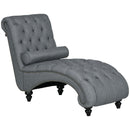 Chaise Lounge, Valencia Button Tufted Chaise Lounge Chair - Grey - Seasonal Overstock