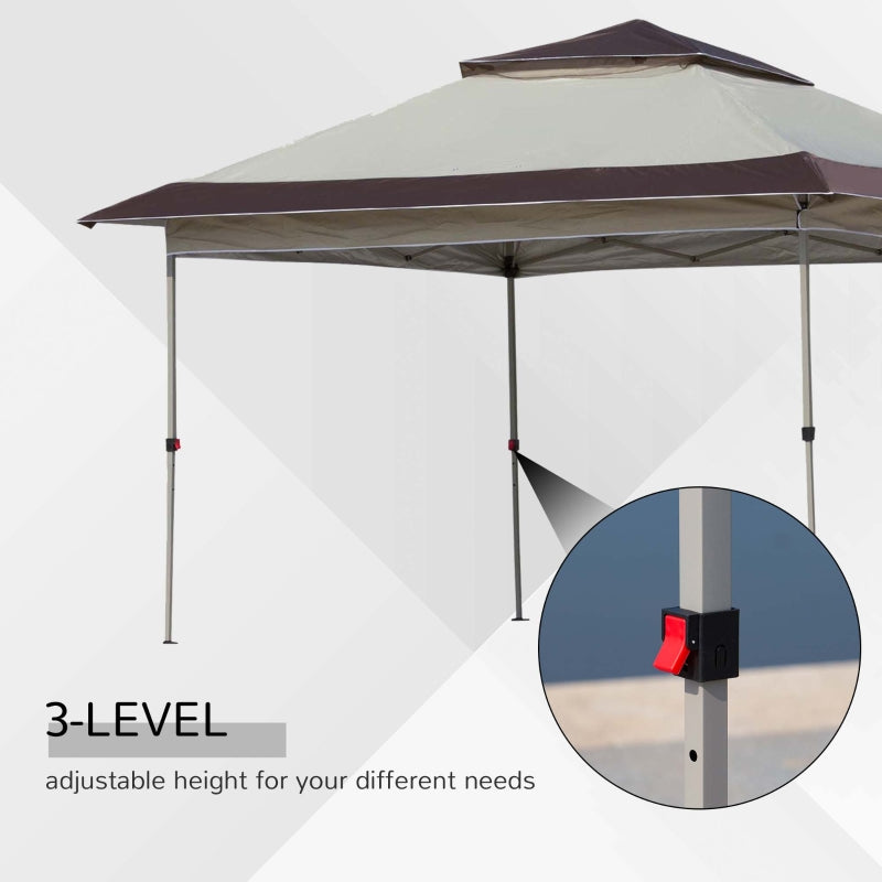 Cairo 12' x 12' Pop-Up Gazebo Canopy with Mesh Side Walls and Storage Bag - Beige / Brown - Seasonal Overstock