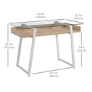 Cosmo Modern Glass Top Desk with Shelf In Oak and White Finish - Seasonal Overstock