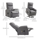 Recliner Chair, Emory Dark Grey Power Reclining Lift Chair with Vibration Massage & Remote - Seasonal Overstock