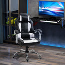 Flyta Ergonomic Executive Faux Leather White & Black Office Gaming Chair - Seasonal Overstock