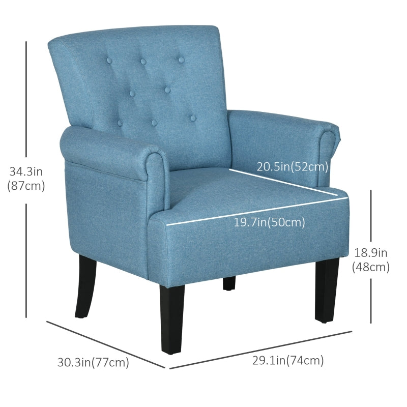 Jinny Button Tufted Modern Accent Chair - Blue - Seasonal Overstock