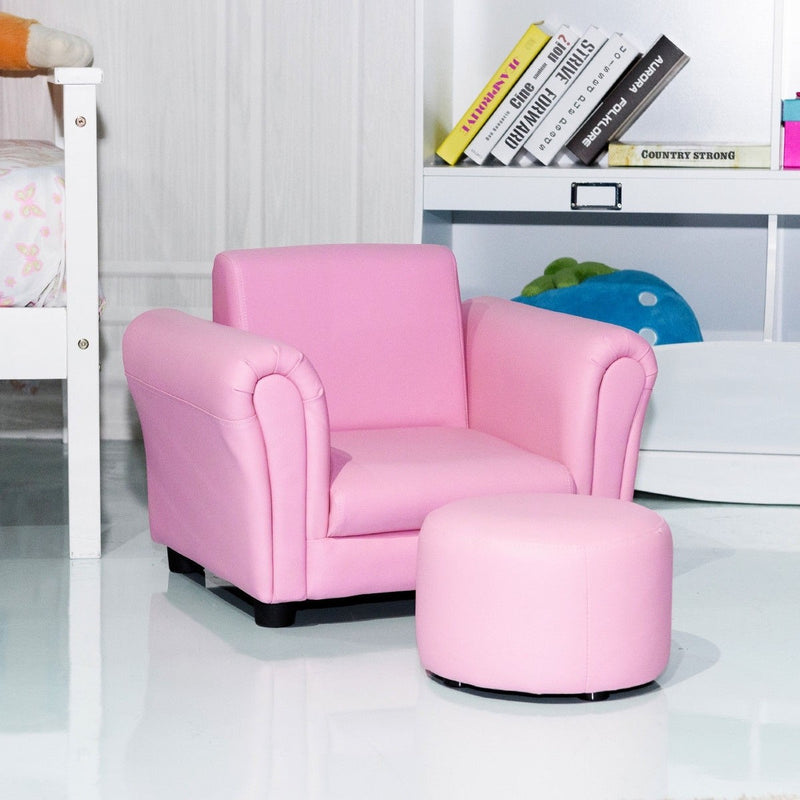 Kids Casa Kids Chair and Ottoman Set - Pink - Seasonal Overstock