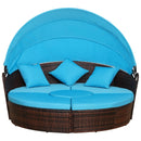 Paloma 4pc Outdoor Rattan Sofa Bed / Patio Conversation Set - Blue - Seasonal Overstock