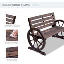 Wainwright 42" Outdoor Wagon Wheel Wood Garden Bench - Rustic Brown - Seasonal Overstock