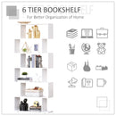 Zeke 6-Tier White Bookshelf - Seasonal Overstock