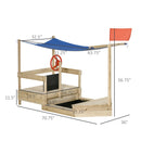 Outdoor Play Structures, Boat Shaped Kids Sandbox with Canopy 71" x 36" - Seasonal Overstock
