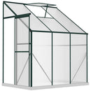6' x 4' Lean-To Aluminum Frame Walk-In Greenhouse with Polycarbonate Panels, Sliding Door - Green