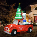 Christmas Decorations, Inflatable Santa Driving Tree Farm Truck with Snowmen - Seasonal Overstock