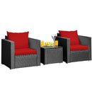 Tarin 3pc Outdoor Rattan Table and Chairs Set - Red - Seasonal Overstock