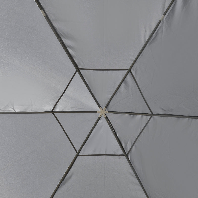 13ft Hexagonal Portable Party Gazebo with Mesh Walls - Dark Grey - Seasonal Overstock