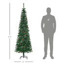 Christmas Trees, 6.5ft Thin Artificial Christmas Tree with Pine Cones - Seasonal Overstock
