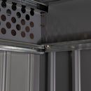 8.4' x 4.7' Grey Metal Utility Garden Shed with Side Storage - Seasonal Overstock