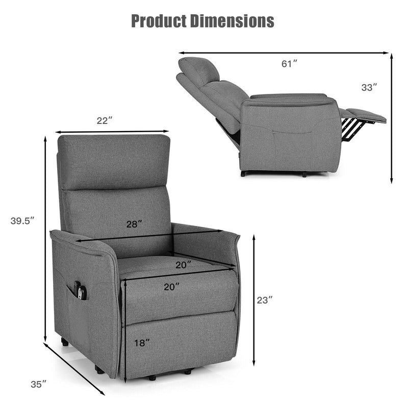 Bennett Power Lift Chair with Vibration Massage - Grey Fabric - Seasonal Overstock