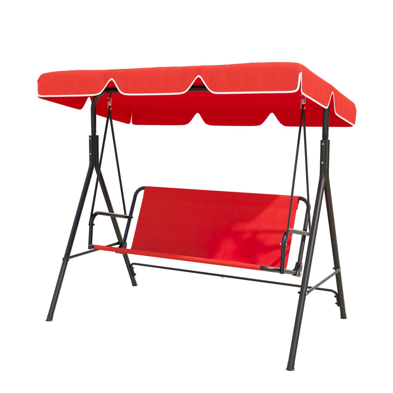 Fiona 3 Seater Patio Swing & Canopy - Red & White - Seasonal Overstock