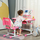Kids Desk and Chair Set with Adjustable Height & LED Lamp - Pink - Seasonal Overstock