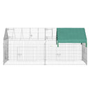 Portable Metal Pet Pen for Small Animals 7.25' x 3.4' x 3.4' - Silver / Green - Seasonal Overstock
