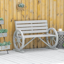 Wainwright 42" Outdoor Wagon Wheel Wood Garden Bench - Grey - Seasonal Overstock
