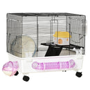Hamster Cage Kit with Exercise Wheel & Tube - White - Seasonal Overstock
