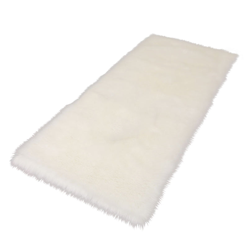 24" X 72" Soft and Plush Faux Fur White Bedside Runner - Seasonal Overstock