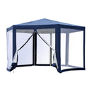 13ft Hexagonal Portable Party Gazebo with Mesh Walls - Blue - Seasonal Overstock