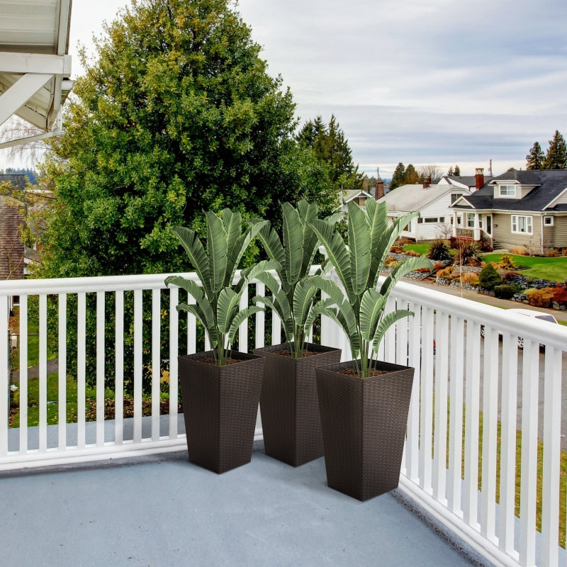 Set of 3 Brown 24" Tall Planters for Indoor and Outdoor Use - Seasonal Overstock