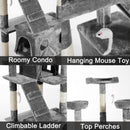 Pet Accessories, 5.6ft Multi-Level Cat Tree in Grey - Seasonal Overstock