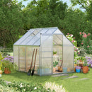 6' x 8' Walk-In Greenhouse with Aluminum Frame and Polycarbonate Panels, Sliding Door - Silver