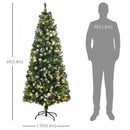 Christmas Trees, 6ft Skinny Artificial Pre-Lit Christmas Tree with Pine Cones & 250 LEDs - Seasonal Overstock