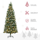 Christmas Trees, 7.5ft Skinny Artificial Pre-Lit Christmas Tree with Pine Cones & 350 LEDs - Seasonal Overstock