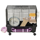 Hamster Cage Kit with Exercise Wheel & Tube - Black - Seasonal Overstock