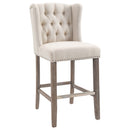 Cecilia 26" Beige Upholstered Counter Stool (2 Pack) - Seasonal Overstock