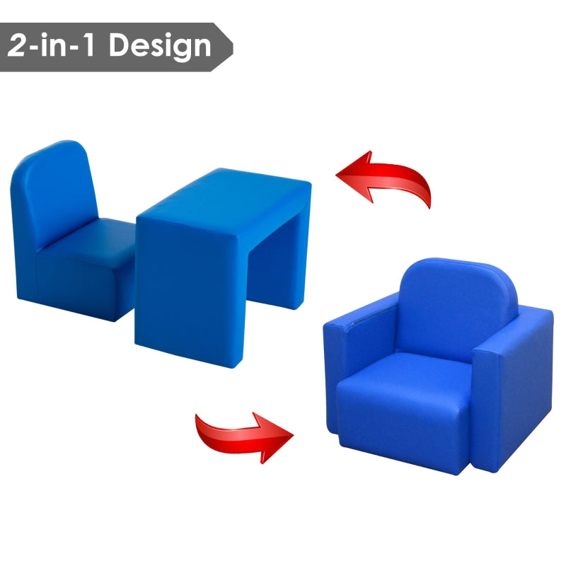 Kids 2 in 1 Table and Chair Set - Blue - Seasonal Overstock