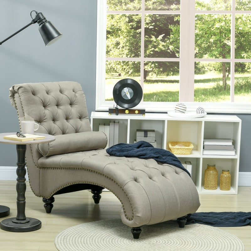 Valencia Button Tufted Chaise Lounge Chair - Beige