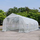 Greenhouses, 20 x 10 x 7ft Soft Cover Walk-In Greenhouse White - Seasonal Overstock