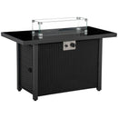 Fire Table, Genesis 50,000 BTU Propane Fire Table Black Rattan with Glass Cover - Seasonal Overstock