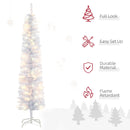 Christmas Trees, 6ft Thin Artificial White Christmas Tree with 100 LED Lights - Seasonal Overstock
