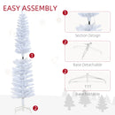 Christmas Trees, 6ft Thin Artificial White Christmas Tree with 100 LED Lights - Seasonal Overstock