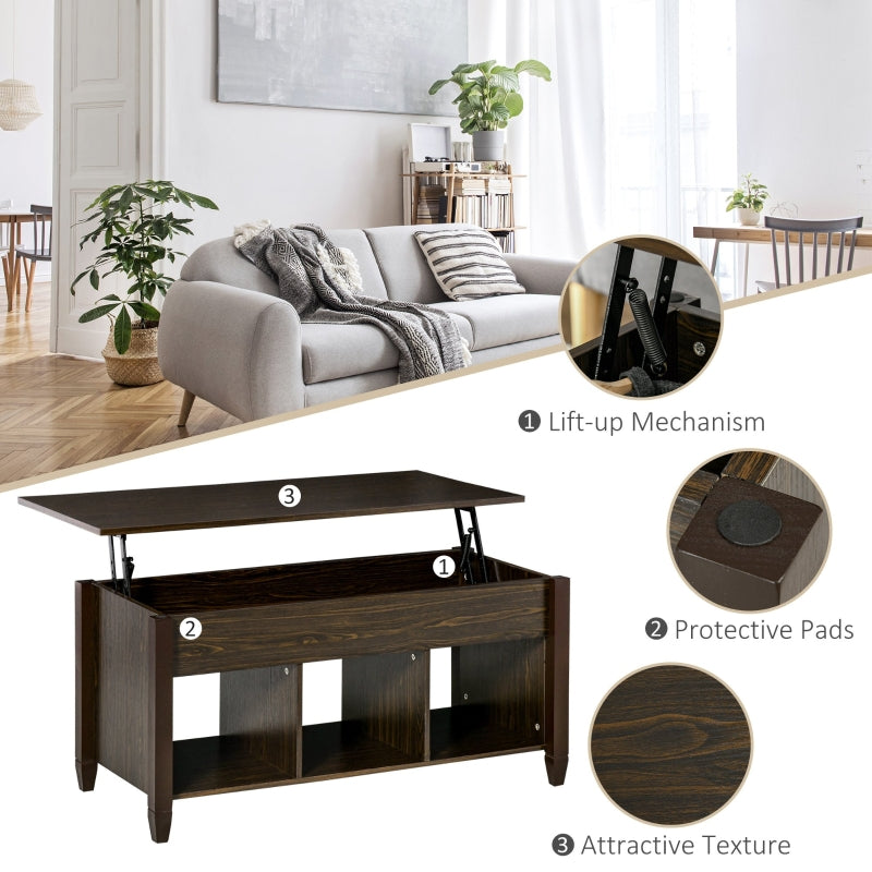 Bryan Lift Top Coffee Table with 3 Storage Compartments - Espresso Brown - Seasonal Overstock