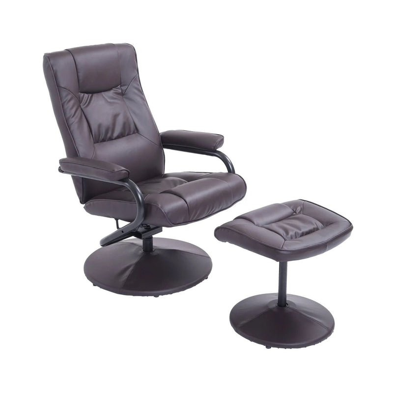 Kenton Faux Leather Chair and Ottoman - Brown - Seasonal Overstock