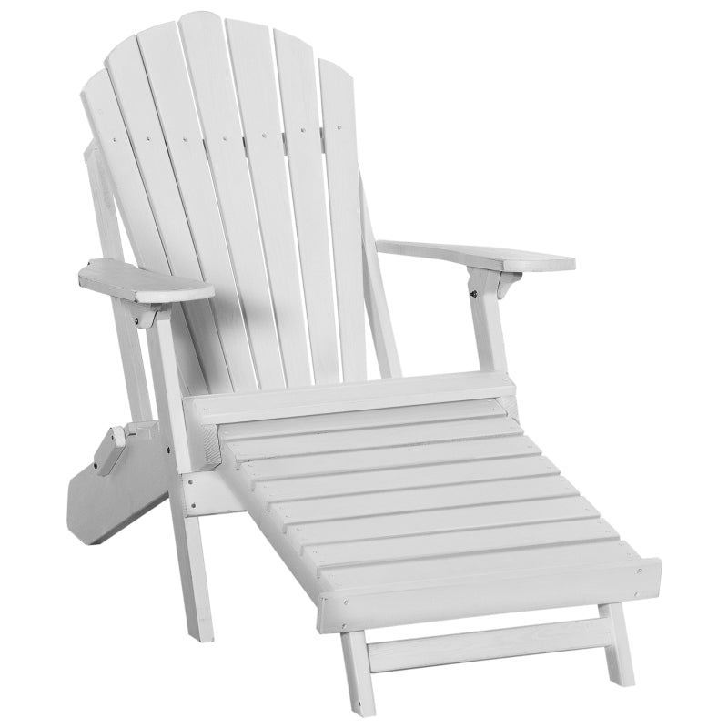 Layton White Folding Adirondack Chair with Retractable Lounger - Seasonal Overstock