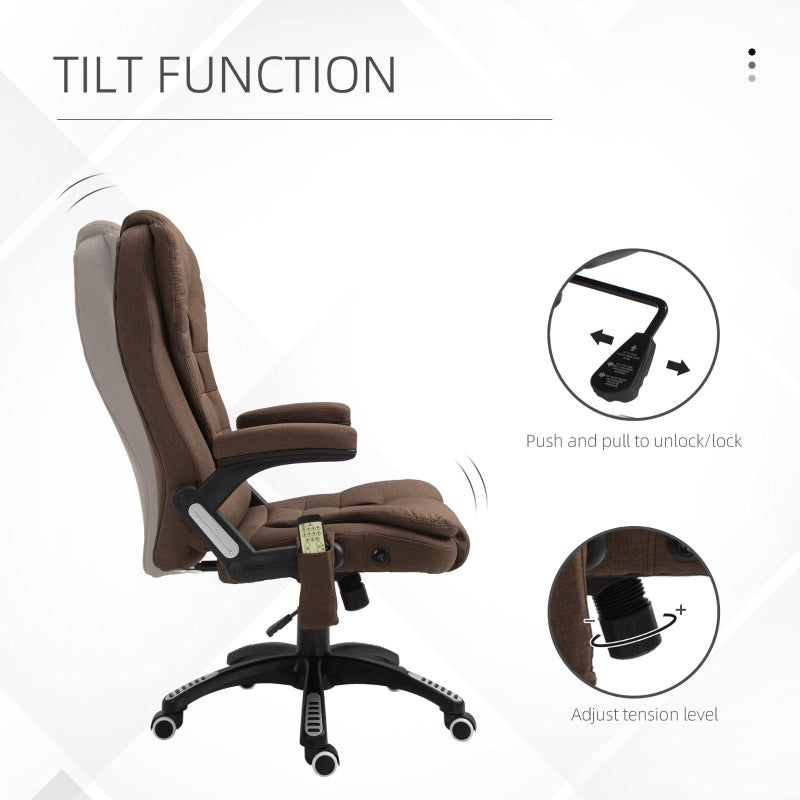 Maverick Luxury Executive Chair with Vibration Massage and Reclining - Brown Fabric - Seasonal Overstock