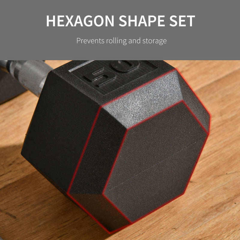 Single 50 lb Rubberized Hexagon Dumbbell Weight - Seasonal Overstock