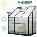 Greenhouses, 6.3' x 4.1' Lean-To Walk-In Greenhouse with Aluminum Frame, Polycarbonate Panels, Sliding Door - Green - Seasonal Overstock
