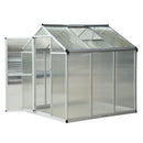 Greenhouses, 6' x 6.2' Walk-In Aluminum Frame Greenhouse with Polycarbonate Panels, Swing Door - Silver - Seasonal Overstock
