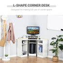 Bennie White Corner Desk With Monitor Stand and Shelves - Seasonal Overstock