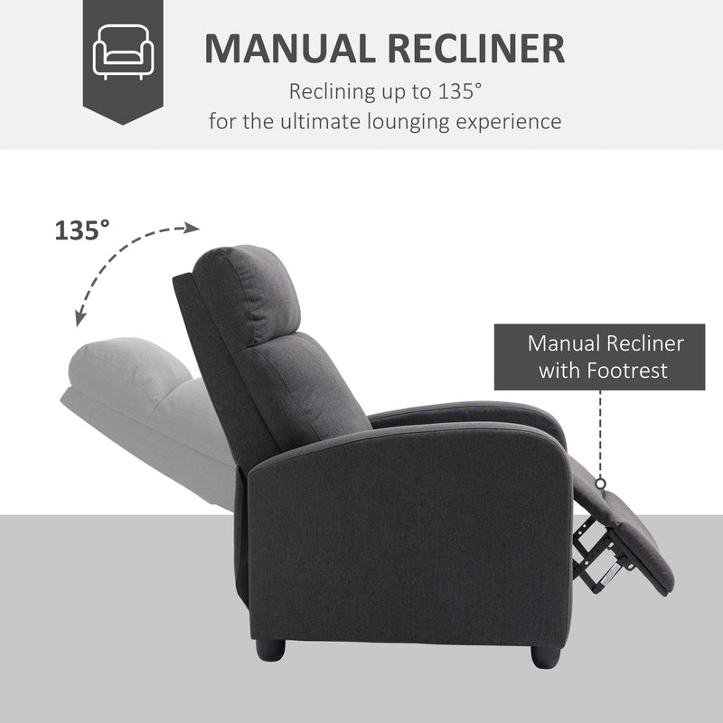 Elliot Dark Grey Manual Reclining Chair - Seasonal Overstock